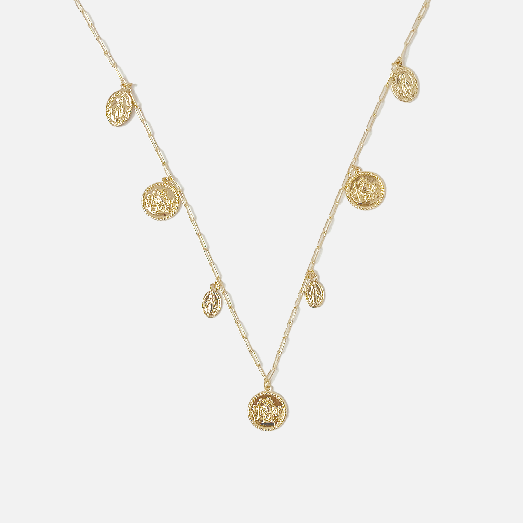 Circle necklace - Coin necklace - Gold coin necklace - multi