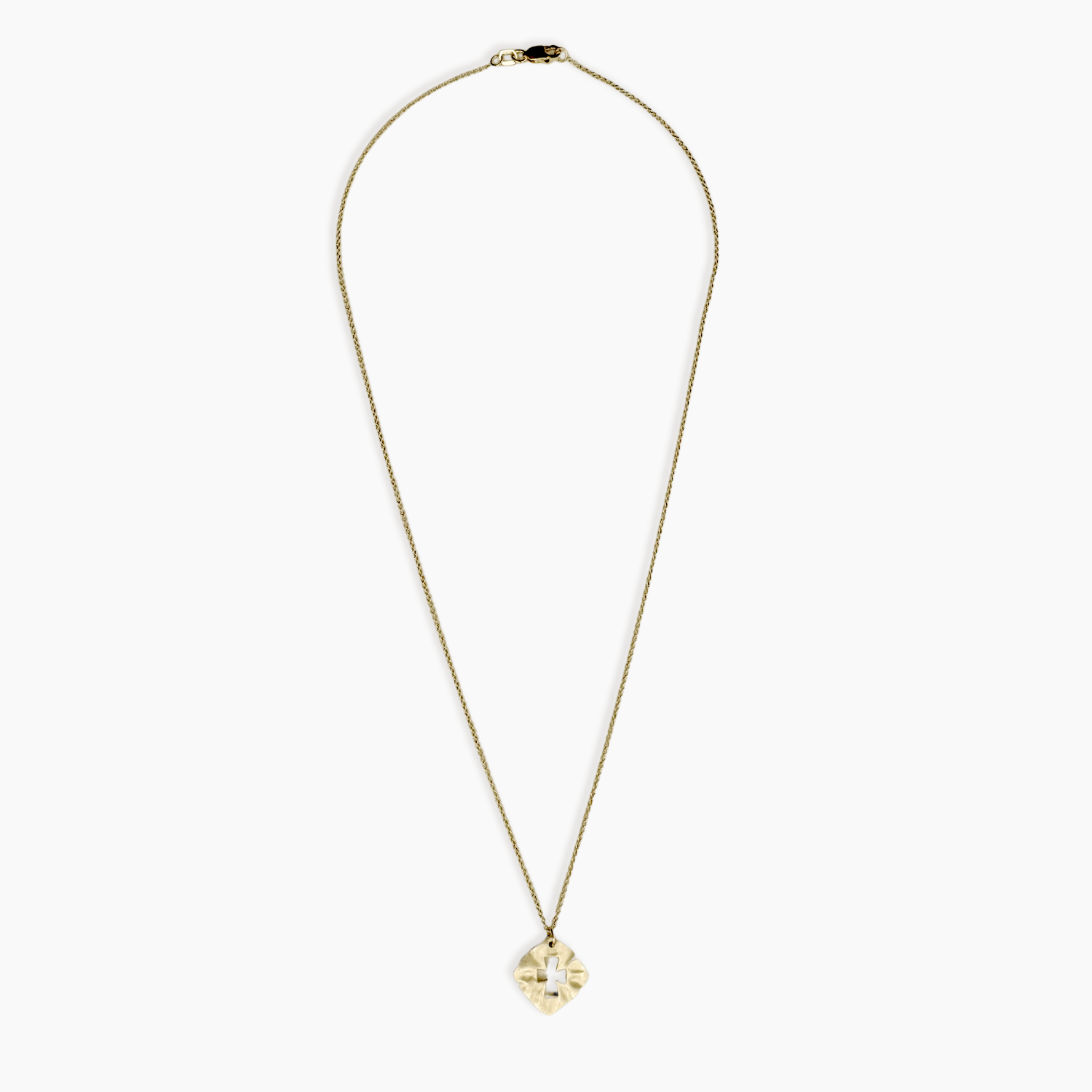 Square Cross Cut Out Necklace 14K Solid Gold