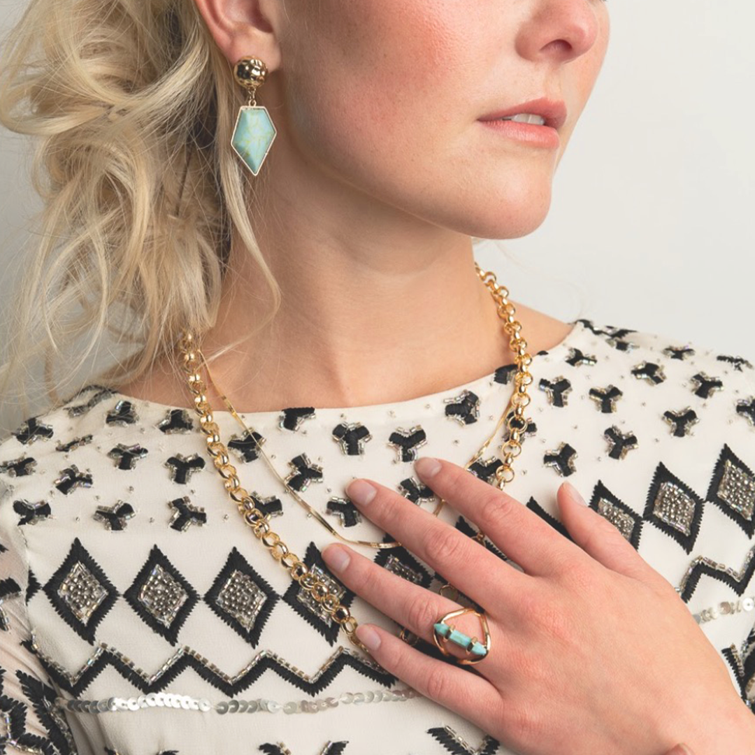 Turquoise Diamond Drop Earrings