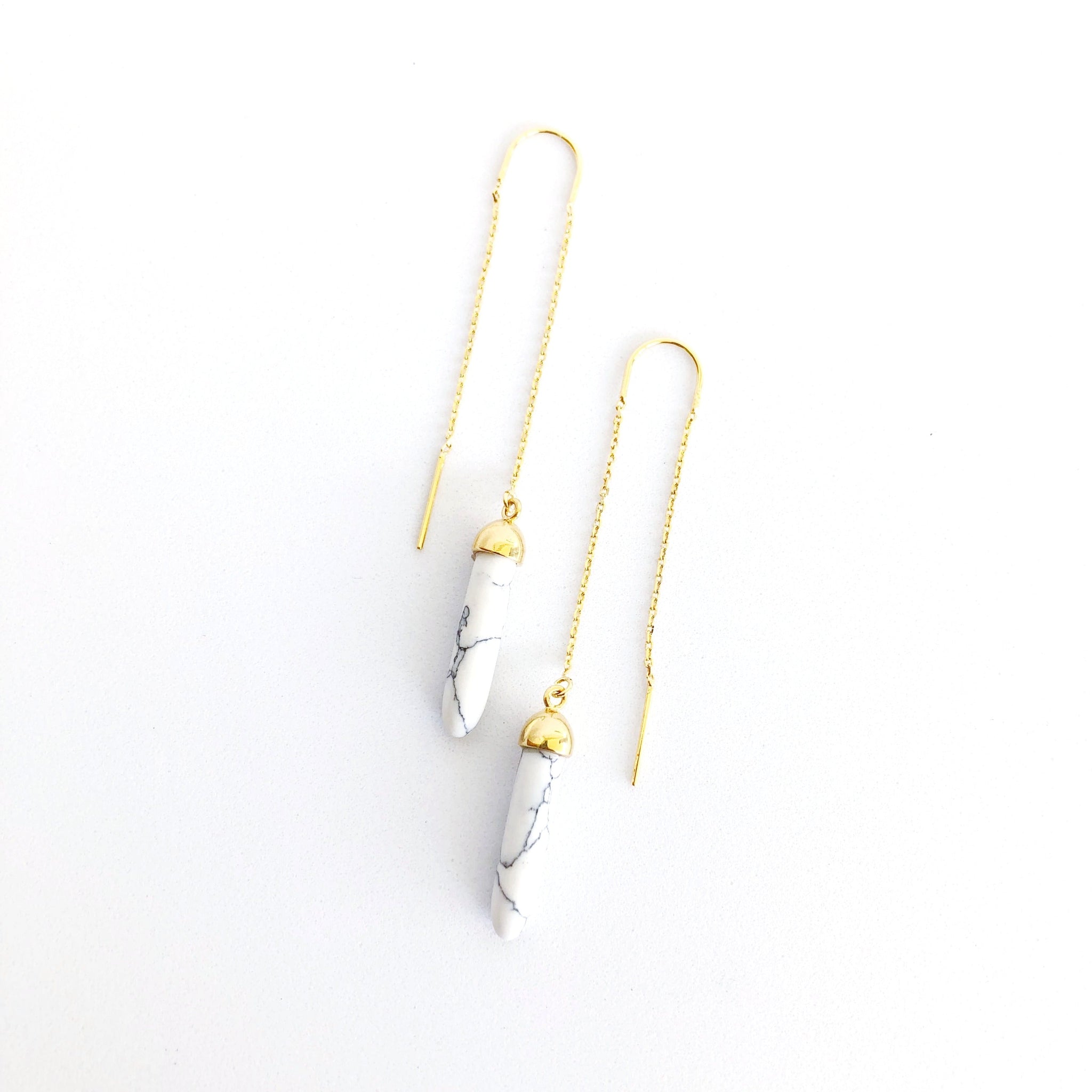 Dainty Marble Pillar Chain Earrings