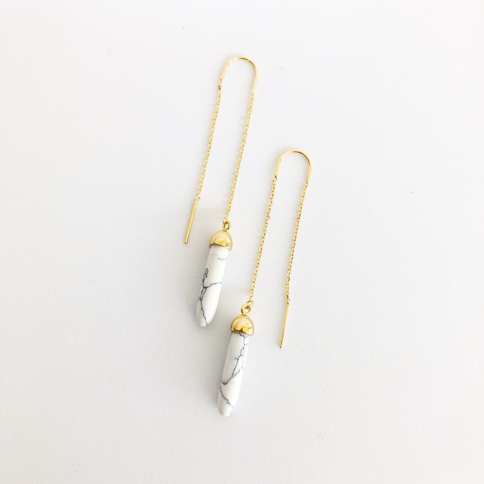 Dainty Marble Pillar Chain Earrings