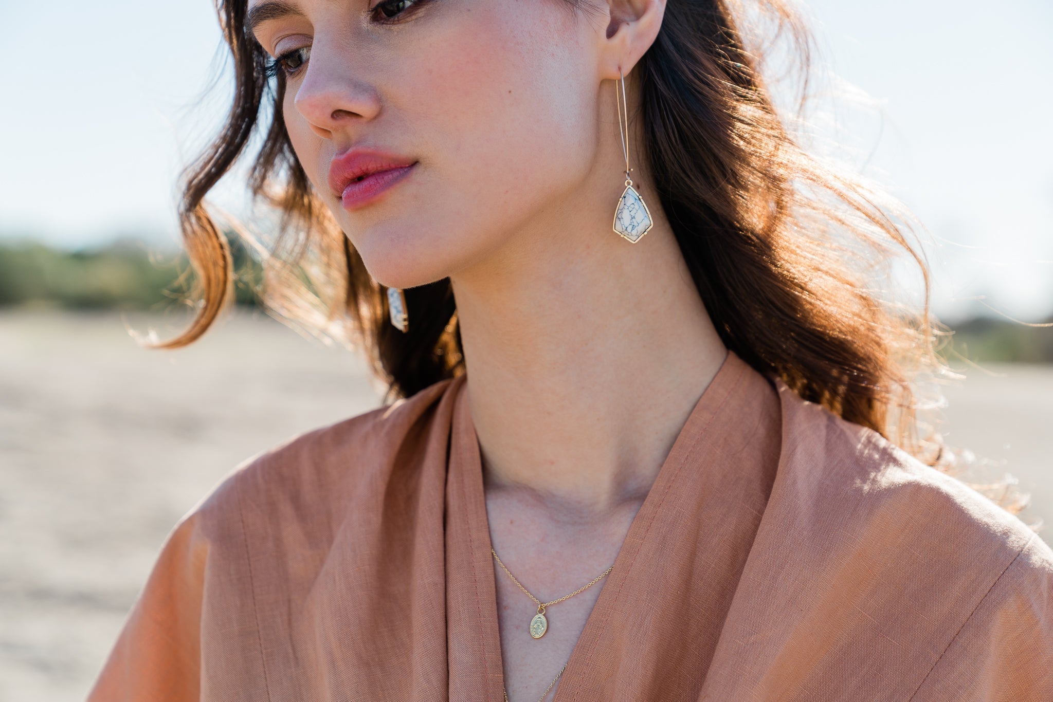 Statement Marble Drop Earrings