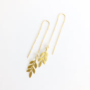 Dainty Olive Branch Chain Earrings Gold