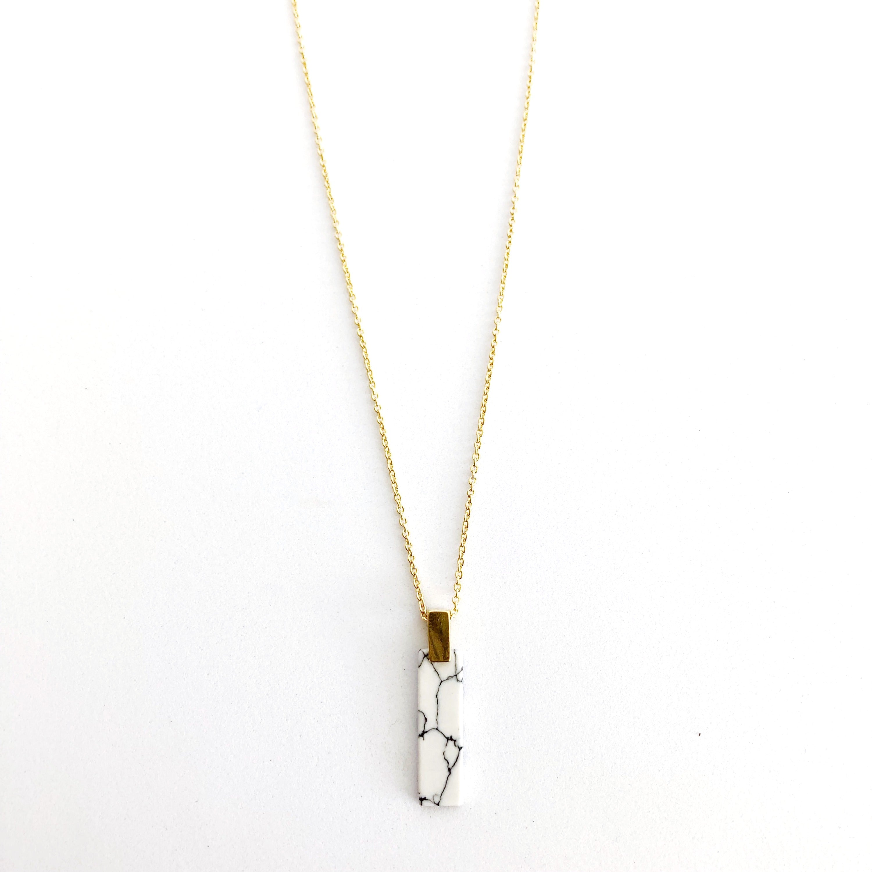 Dainty Marble Pillar Necklace Gold