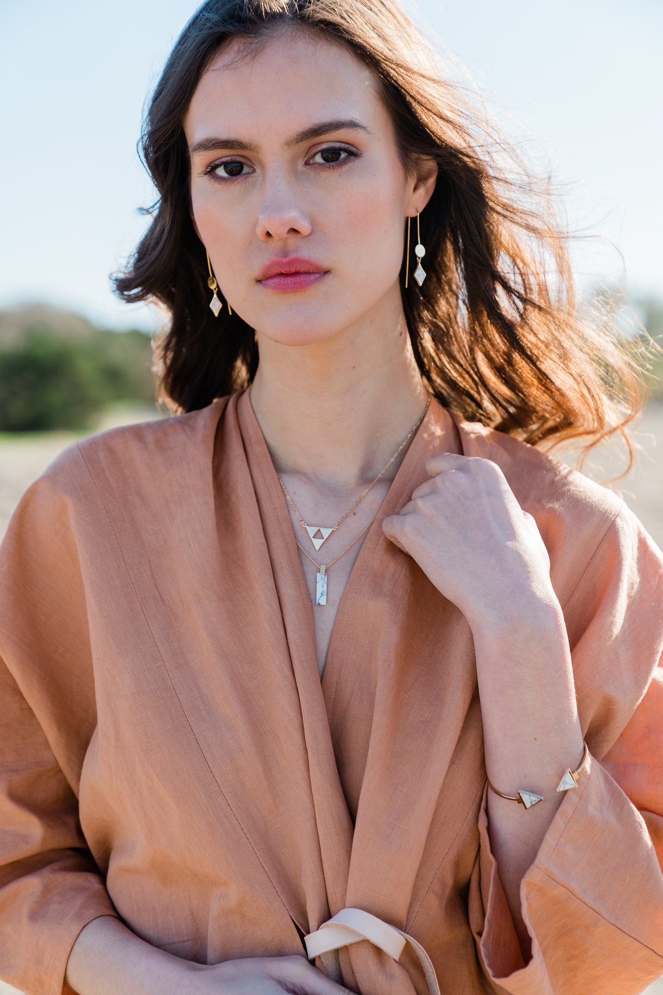 Dainty Marble Pillar Necklace Gold