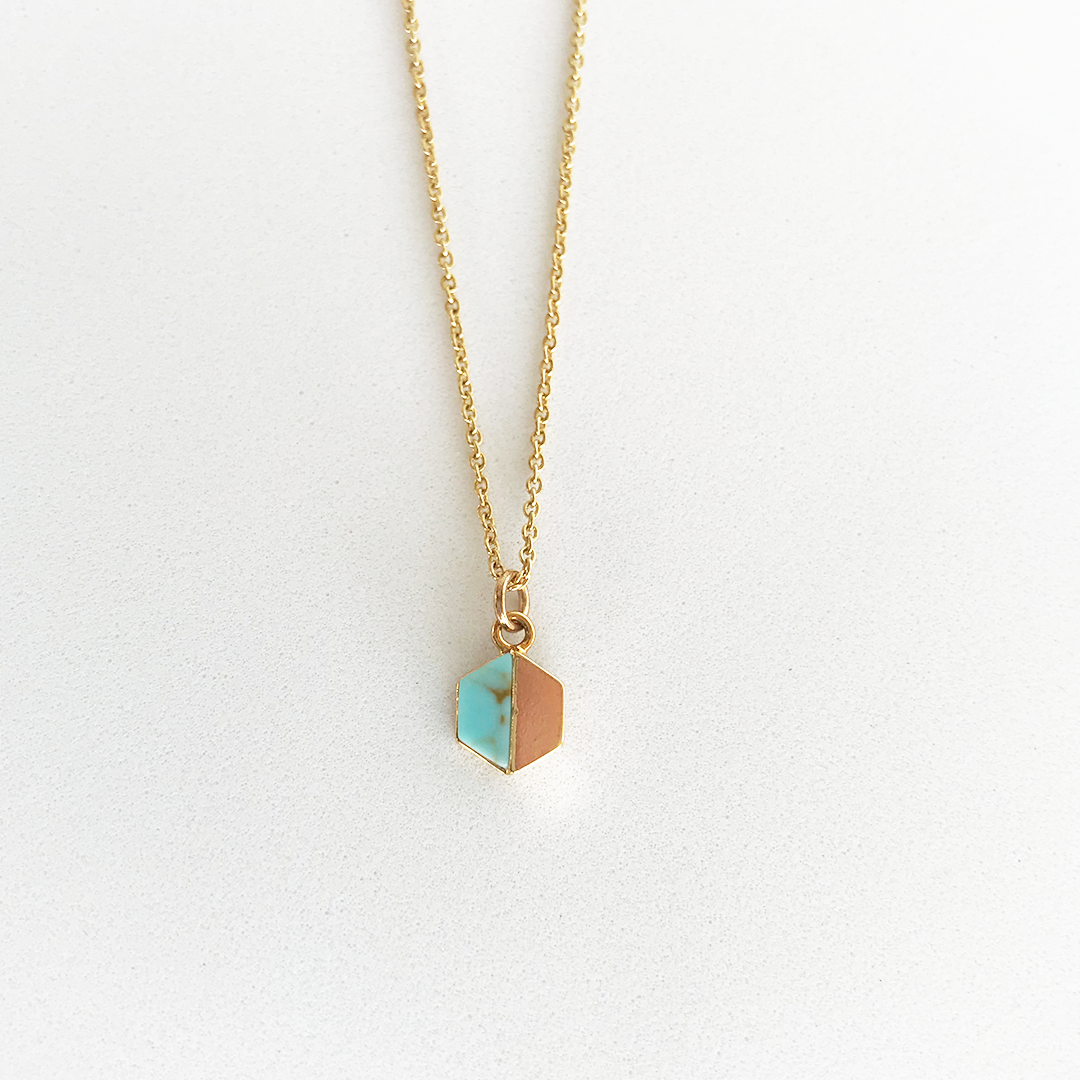 Dainty Turquoise Pendant Necklace Gold