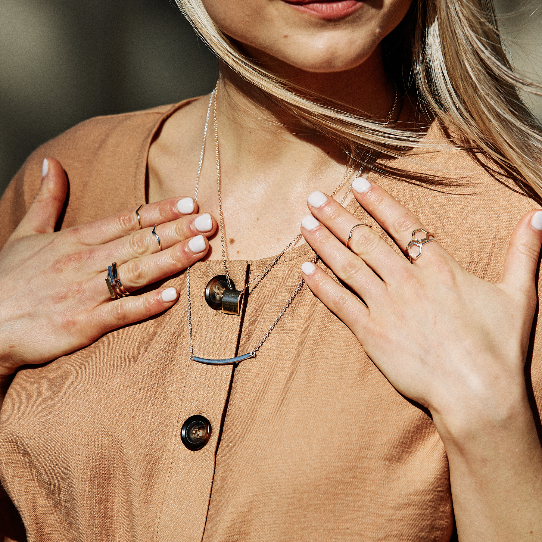 Bended Bar Midi Ring Stack