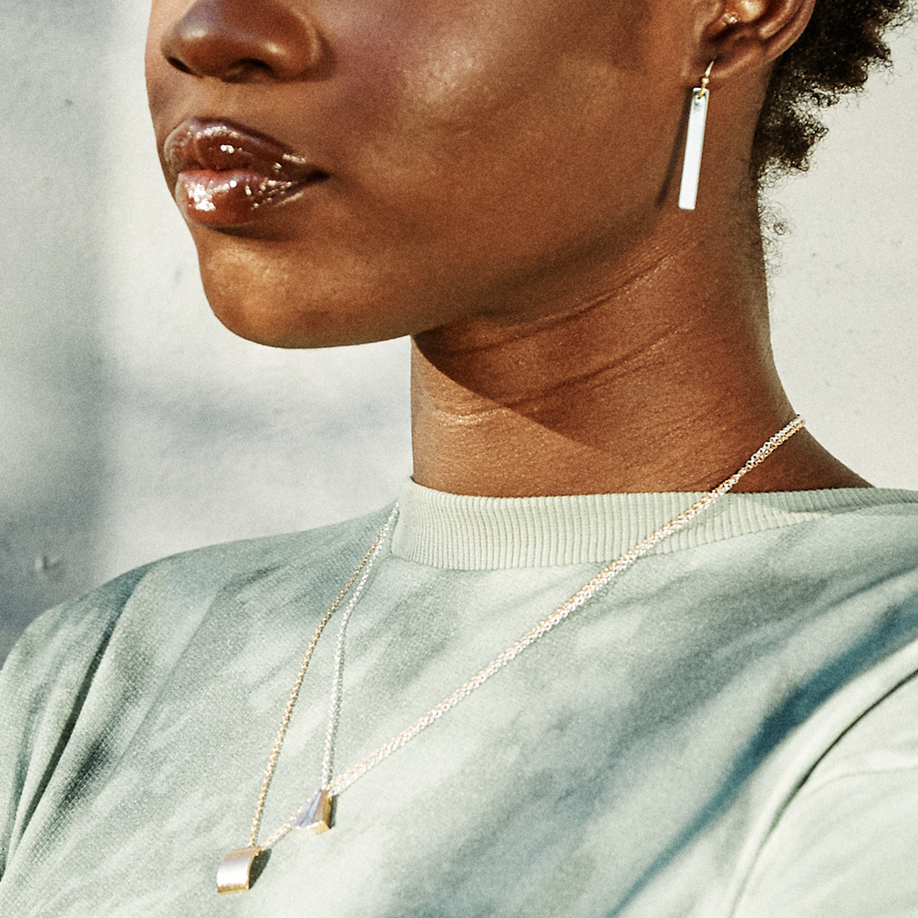 Silver Blended Bar Necklace