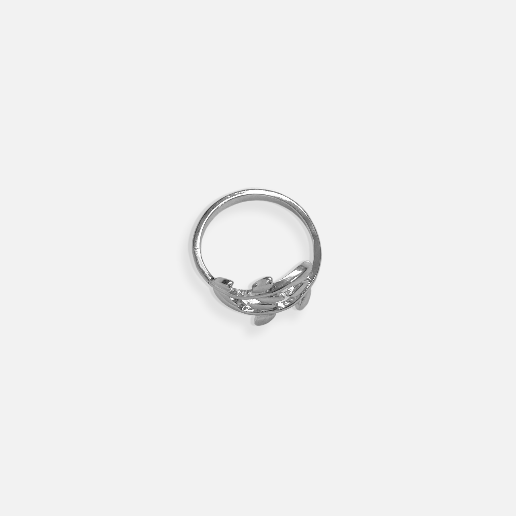 Dainty Olive Branch Ring Silver