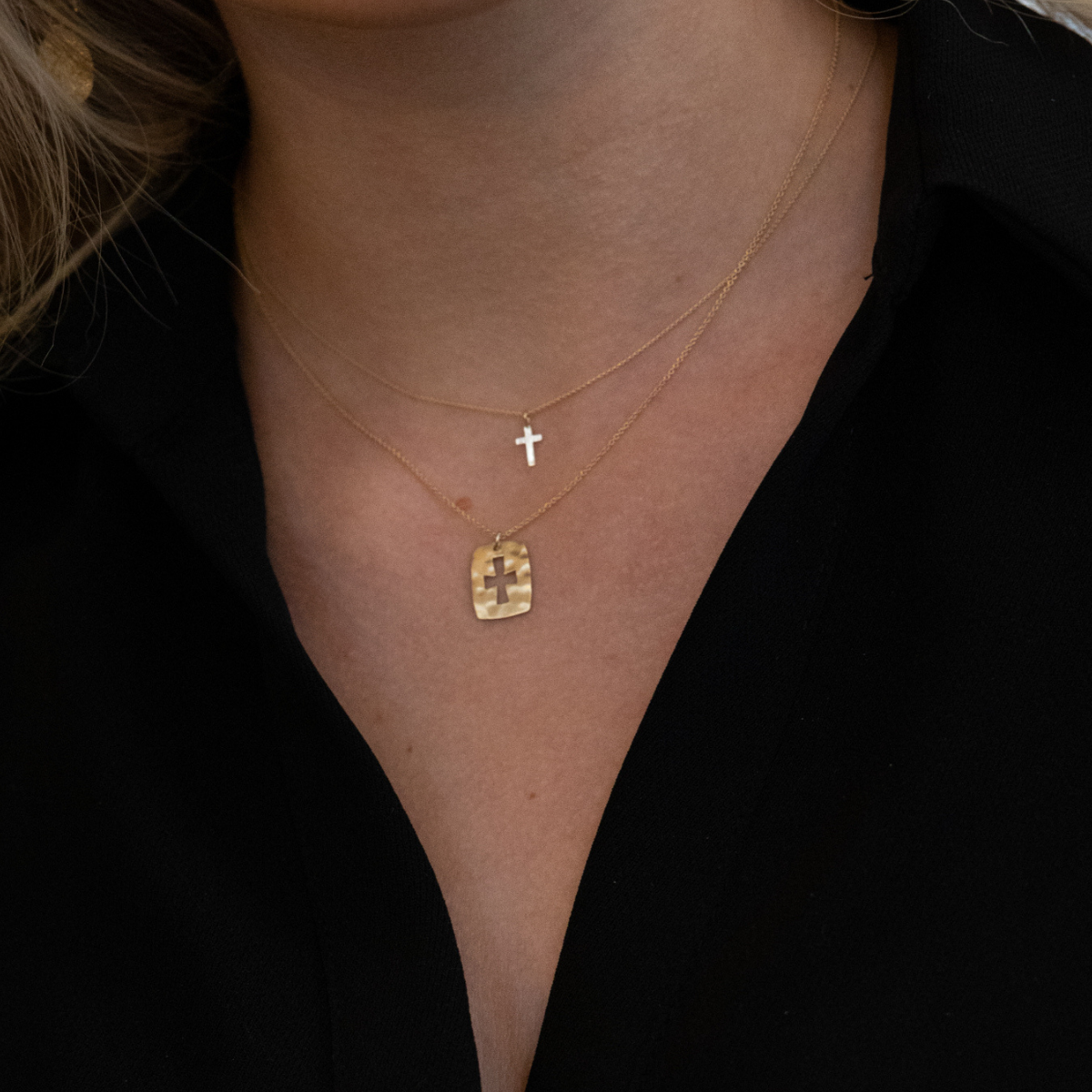 Dainty Cross Necklace 14K Solid Gold