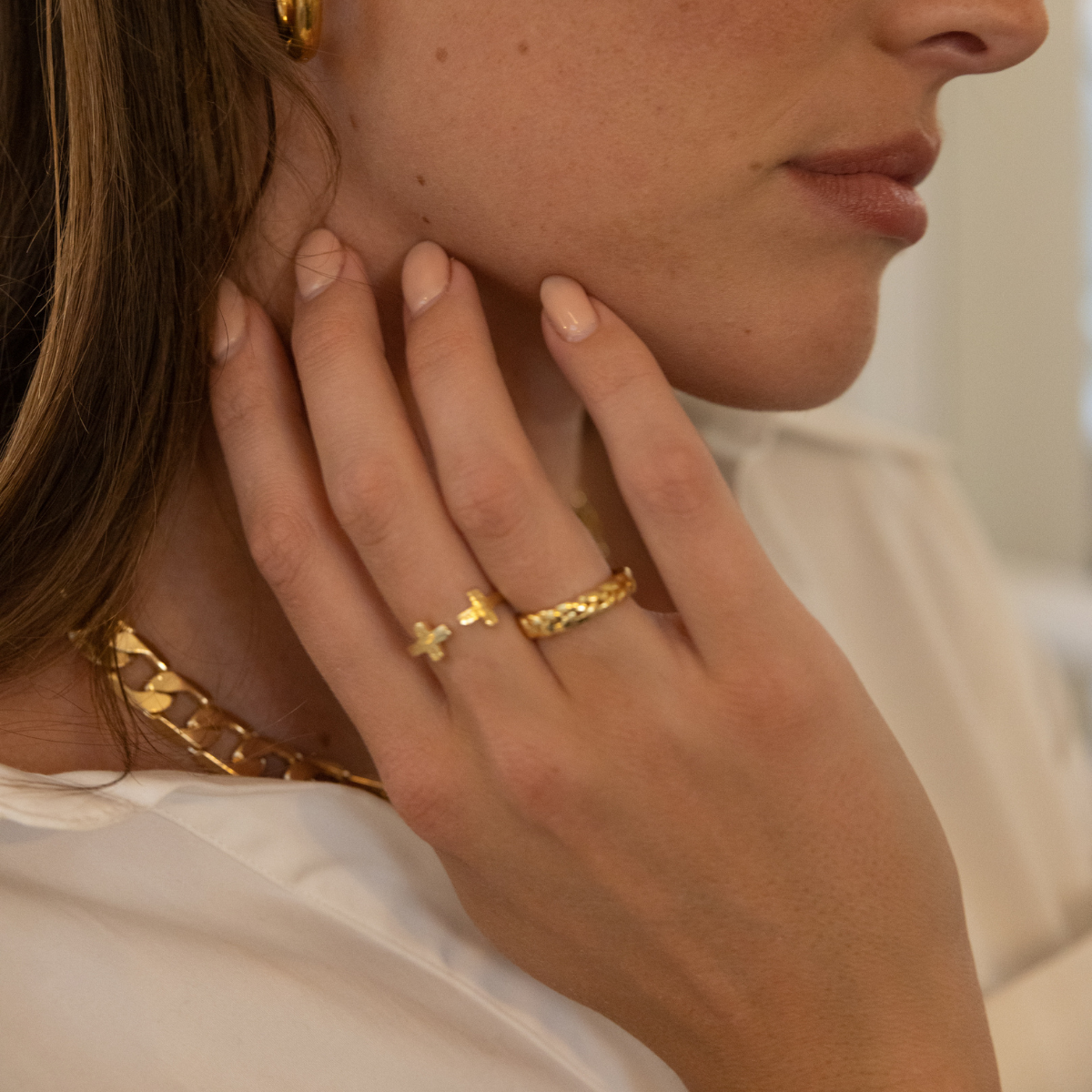 Dainty cross deals ring