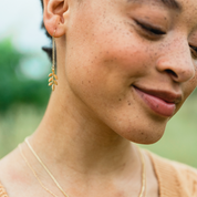 Dainty Olive Branch Chain Earrings Gold