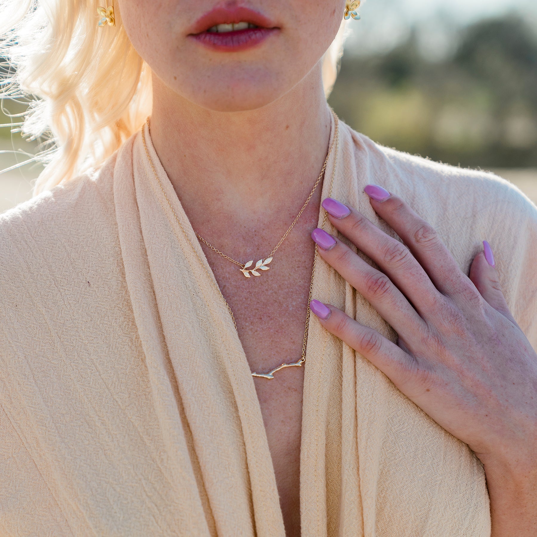 Dainty Olive Branch Necklace Gold