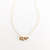 Dainty Olive Branch Necklace Gold